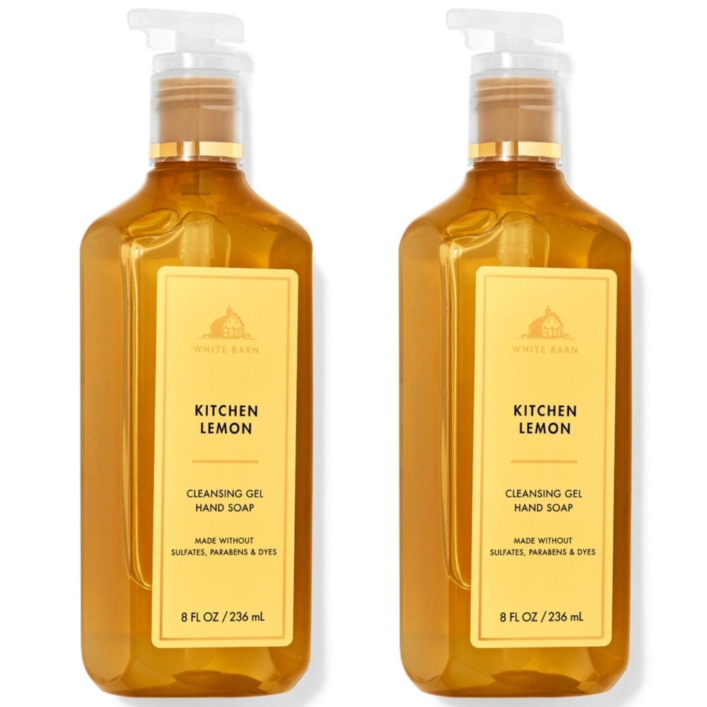 Bath Body Works Kitchen Lemon Cleansing Gel Hand Soap Set of 2 NEW